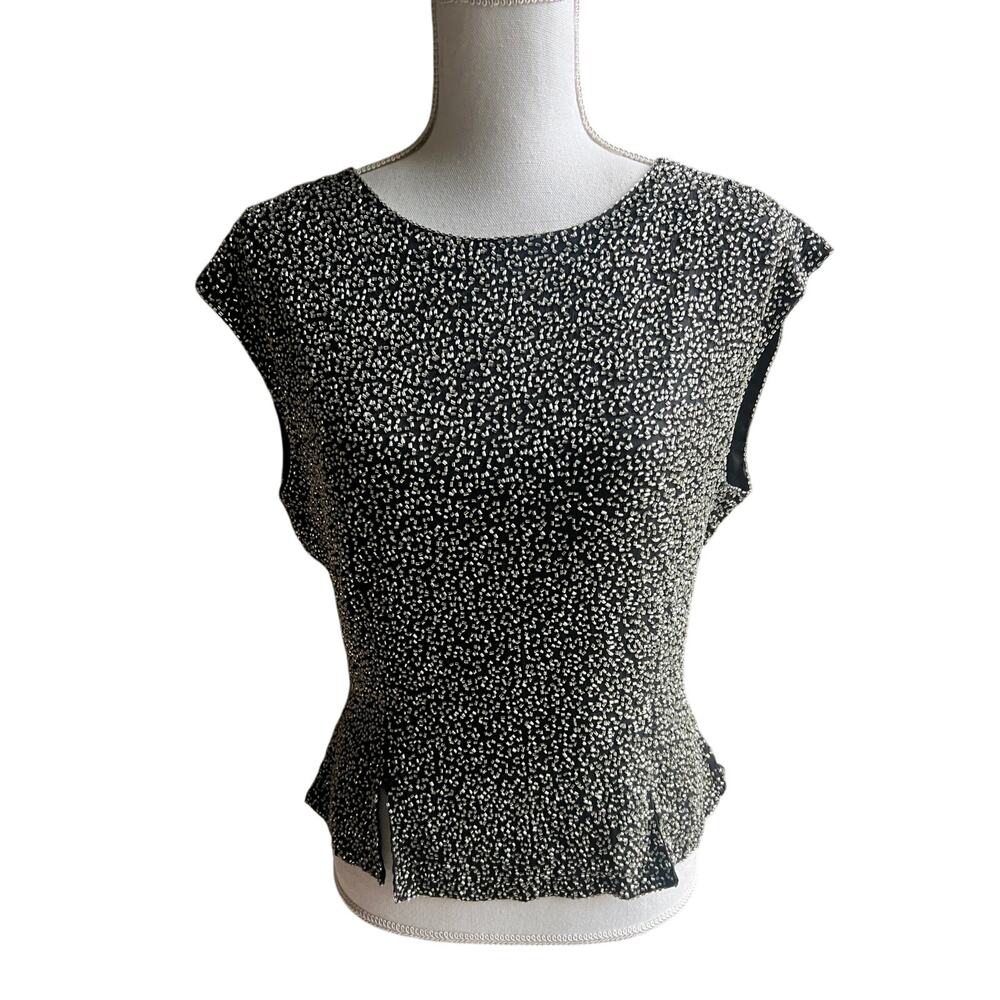 Laurence Kazar black silver beaded top size XL